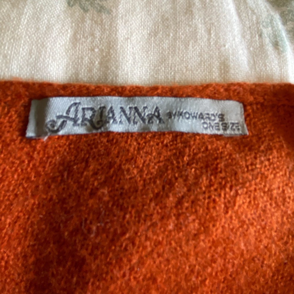 Orange Knit Poncho - Draped Sweater with Zipper EUC - Picture 9 of 15